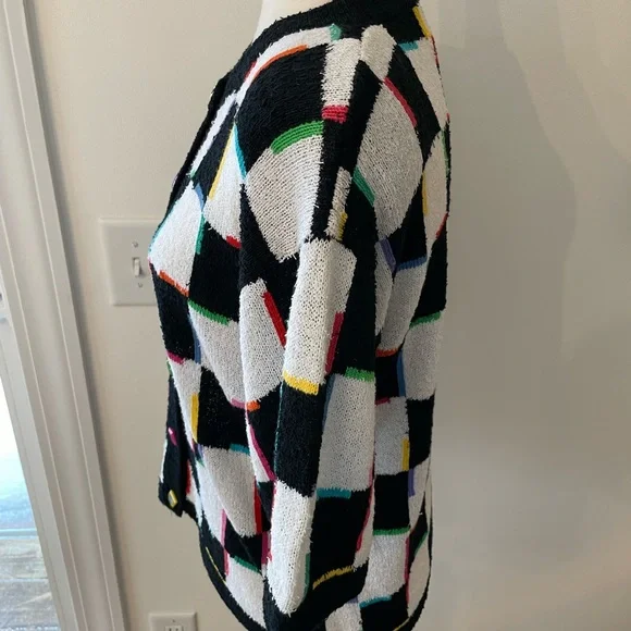 Vintage Grandma Checkerboard Colorful Sweater - Picture 10 of 15